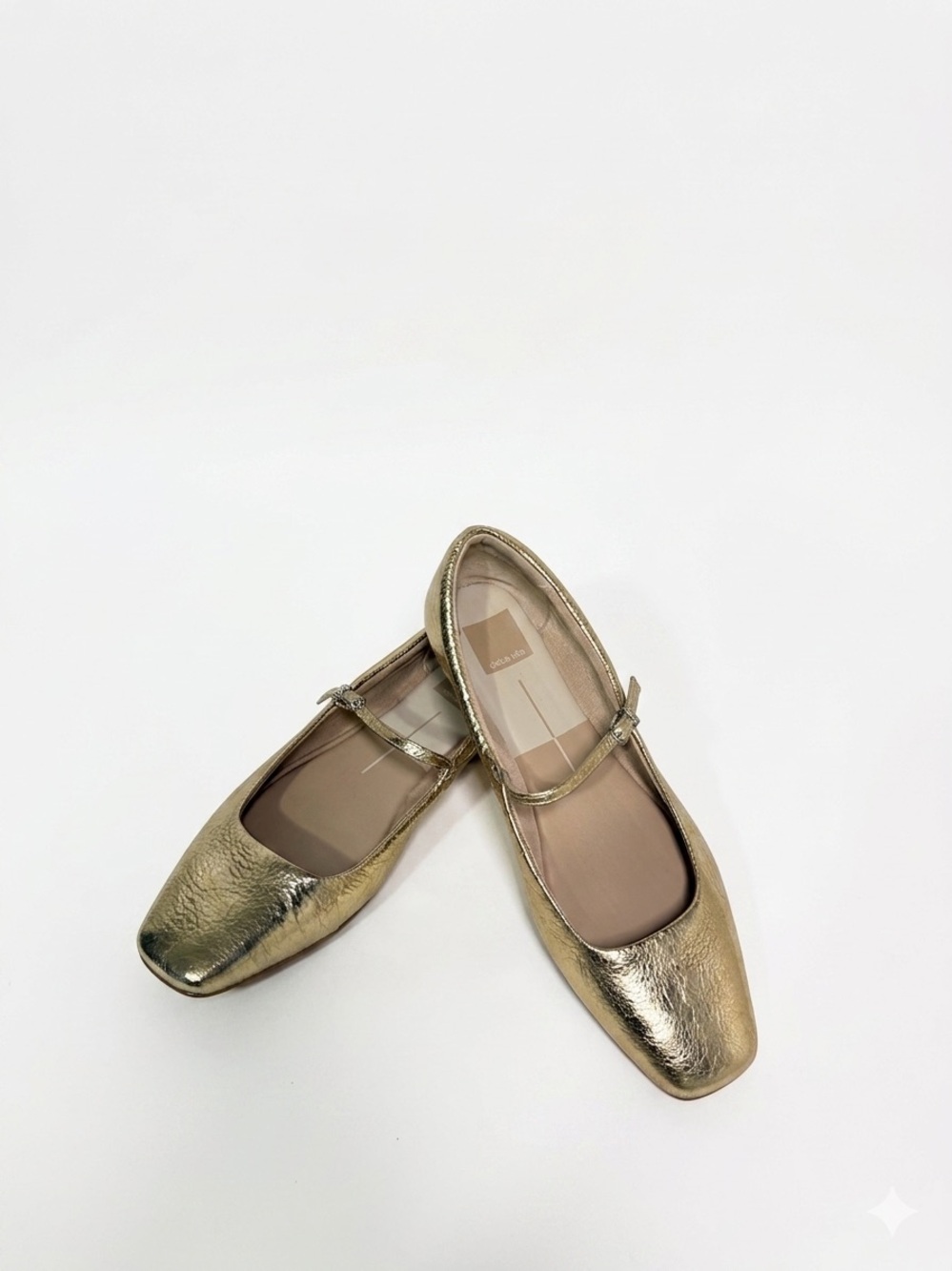 Dolce Vita Gold Metallic Mary Jane Flats Shimmer Square Toe Ballerinas Sz 9 - Picture 6 of 11